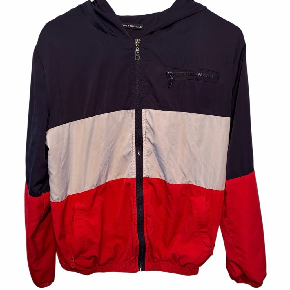 Brandy Melville hooded colorblock jacket size M